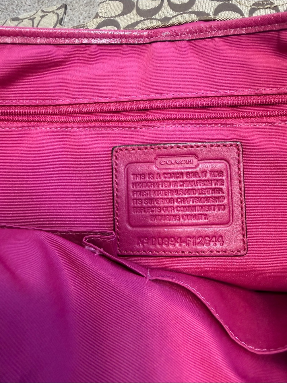Coach Signature Canvas Satchel with Pink Leather Accents - Picture 4 of 7